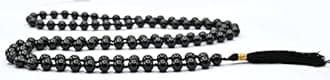 Certified Black Tourmaline Crystal Japa Mala Ganthi - 108 Beads Buddhist Prayer Beads - AAA Grade Original Healing Gemstone Agate Mala for Yoga Meditation Spiritual Reiki Feng Shui