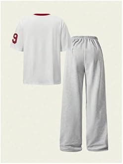SOLY HUX Girl's Jersey Shirt 2 Piece Athletic Outfits Oversized Tee and Sweatpants Suit Pant Sets for Teen Girls