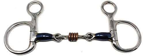 PRORIDER Stainless Steel 5.5" 3-Piece Dog Bone Snaffle Baucher Bit w/Copper Rings 35433C