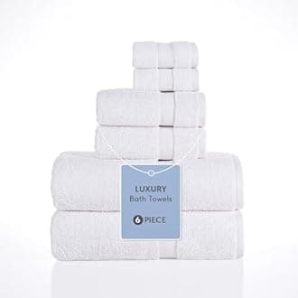 Bath Towels 100% Turkish Cotton Towels for Bathroom Set of 6 - Soft & Absorbe...