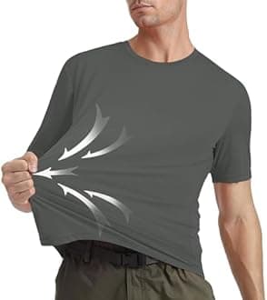 Mens T-Shirts Short Sleeve Shirts Moisture Wicking Active Crew Neck Tops Athletic Quick Dry Lightweight Shirt