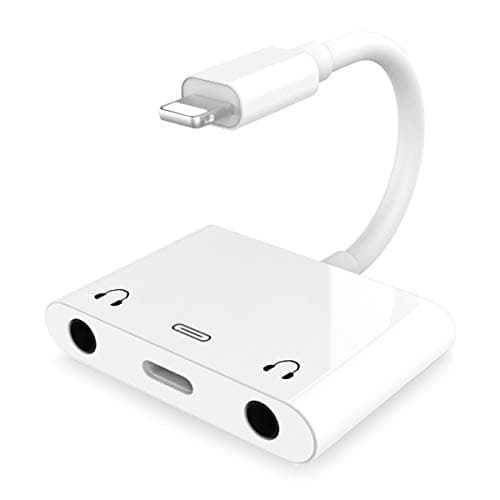 DIGSELL 3.5mm Jack Headphone Audio Splitter Adapter,3 in 1 Dual 3.5mm Aux Audio Splitter with Charging Adapter,Compatible for iPhone 11/X/8/8/7,iPad/iPod,Support Newest iOS 13,White
