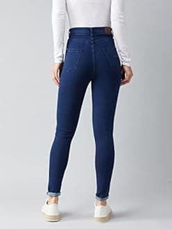 Miss Chase, Miss Chase Women's Navy Blue Skinny Fit High Rise Clean Look Regular Length Stretchable Denim Jeans, Women, Jeans