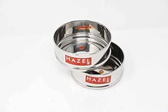 HAZEL Stainless Steel Stackable Separator | 13 cm Cooker Dabba Fits in 3 Litre Cooker, Set of 2