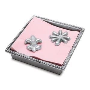 Beaded Aluminum Lunch Napkin Box with Two Weights