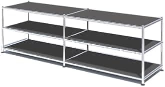 Metal Storage Rack, 3-Tiers Adjustable Storage Shelves, DIY Modern Home Furnishing, Adjustable Metal Organizer for Home,Kitchen,Office,Entryway, (Grey)