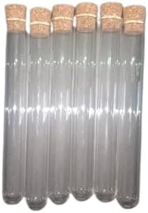 Borosilicate glass Test tube 18 x 150 mm round bottom with wooden cork with rim Pack Of 6