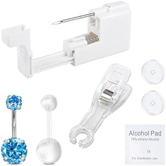 QWALIT Belly Button Piercing Kit Gun Belly Piercing Kit Belly Button Piercing Gun Navel Piercing Kit Belly Button Ring Piercing Kit Blue Belly Piercing Gun, Q240304CCDDQA6
