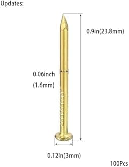 Tiny Wooden Nails for DIY Craft Projects, Antique Drawer Repairing, Mini Boxes Decorative Accessories[Set of 100pcs] (23mm/0.9inch, Gold)