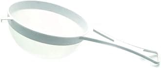 Sapphire's Choice Plastic Strainer, Multi-Purpose Fine Nylon Mesh Sieve, Mesh Strainer for Baking, Non-Corrosive Fine mesh Sieve, Tea Colander (White) (15cm)