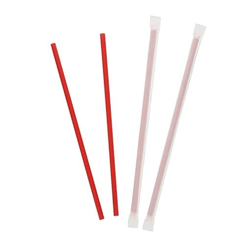 Pactiv 10.25" Giant Red Drinking Straws (400-Pack) - Individually Wrapped Plastic Straws for Smoothies, Milkshakes and Slushies - Ideal for Parties, Smoothie Bars and Ice Cream Shops - Premium Quality