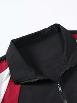 SOLY HUX Men's Varsity Jacket Zipper Color Block Windbreaker Jackets Long Sleeve Coats Streetwear
