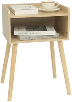 MaxSmeo Natural Walnut Top Side Table