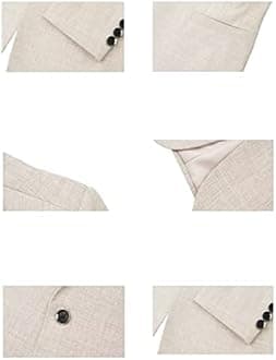 Wangyue Linen Suit for Men Casual Slim Fit Vintage Suits Groomsmen Suits Wedding Summer Beach Blazer Pants Set