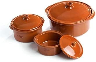 REGAS Spanish Clay Pot Cocotte, Traditional Ceramic Pot (2800ml - 23cm #202, BROWN)