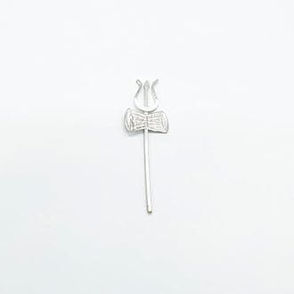 Pure Silver Trishul with Damru for Pooja Room, Home Decor, Mandir Dcor (Size : L-6.5cm * 2cm * H-0.2cm | Weight : 1.9gm Approxe)