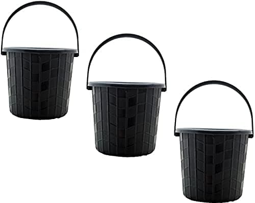 Vaisag house Multi Purpose use Bucket Small Size 6 L Plastic Bucket (Black) Pack of 3