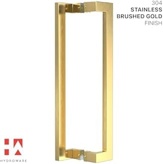 HYDROWARE Modern Contemporary Long Stainless Steel Push Pull Door Handle for Home Entrance Glass Shower Wooden Barn & Office Store Shop Doors - Brass Gold - 24 Inches