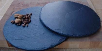 Round Grey Slate Stylish Presentation Cheese Biscuit Serving Party Round Plate Board (200148)