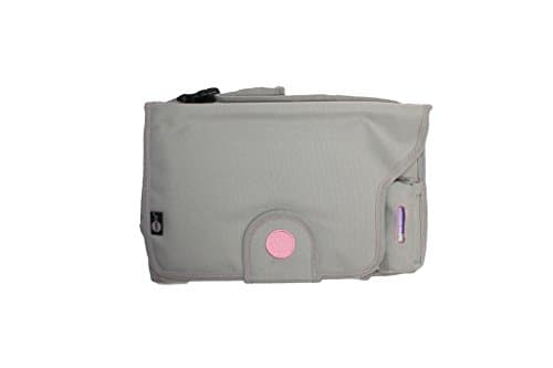 Safe Fit Deluxe Diaper Changer with Extra-Large Changing Pad & Disposable Diaper Bags (Grey & Pink)
