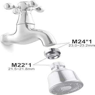 JCZD 2 Pcs Faucet Adapter, Tap Aerator Connector for Bathroom Kitchen Water Purifier (24mm Female to 22mm Male)