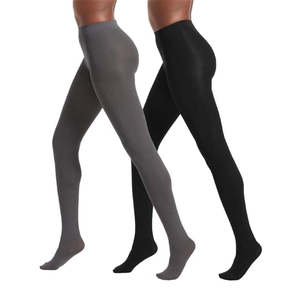 No Nonsense Women's Super Opaque Control-Top Tights, Black/Graphite Heather, Small