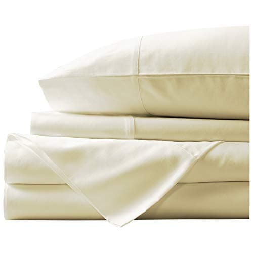 New York Mercado 600 Thread Count Long Stapled Luxurios bedding collection 100% Egyptian Cotton Ultra-soft Durable cozy and comfy sheet set with 19" Deep Pocket By (King,Ivory)