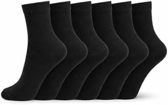Bahob® 6 Pairs Boys Girls Kids Unisex Back to School Cotton Rich Plain Ankle School Socks
