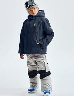 GEMYSE Boy's Waterproof Ski Snow Jacket Hooded Fleece Windproof Winter Jacket