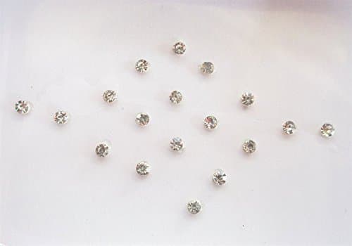 32 Silver 1 mm Stick on Stone Fake Nose Studs Stickers, Silver Stone Round Bindis, Self Adhesive Face Jewels