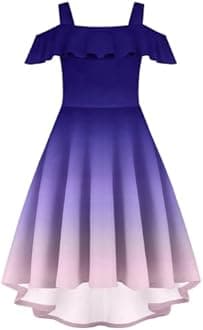 Arshiner Girls Summer Dress Off Shoulder Flutter Sleeve Midi Swing Cassual Formal Dresses with Pocket