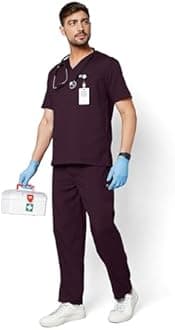 KNYA Active Men's 5-Pocket New Gen Scrubsuit V Neck Flexibile & Comfortable Top & Bottom Easily Accessible Pockets Uniform for Doctors