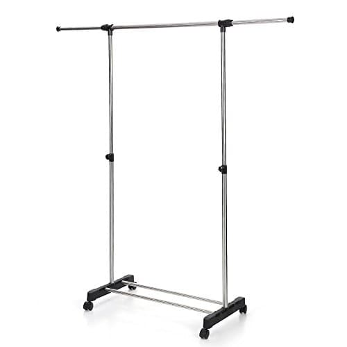 IKAYAA Adjustable Coat Clothes Garment Hanging Rack Clothes Display Organizer Width Extendable Heavy-Duty on Wheel