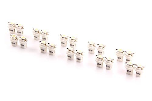 20pc DDM Tuning T5 B8.5D 1 x 5050 SMD LED Light bulb, 1 Year Warranty (White)