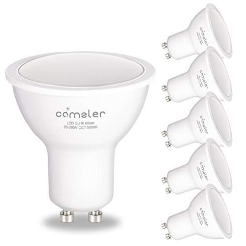 comzler GU10 LED Bulbs, 6W (50W Equivalent), GU10 Base Halogen Replacement Bulb, 5000K Daylight, 120°, 120V，550Lm, Not-dimmable, Track Lighting, Indoor Recessed Cans, Pack of 6 (5000K)