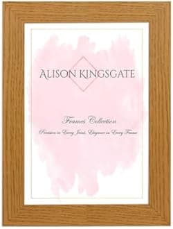Alison Kingsgate Modern 8X6 Oak Picture Frames- Engineered Wood Photo Frame with Shatterproof Perspex Front- Ideal for Posters, Certificates & Artwork- Wall Mount or Tabletop Display