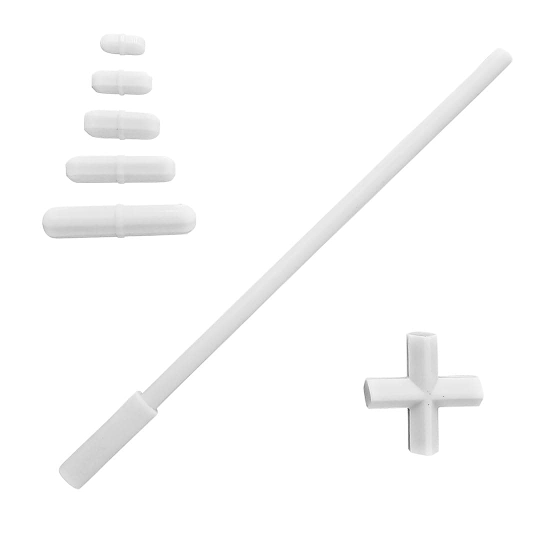 7pc PTFE Stir Bars Set - Straight (15,20,25,35,50 mm), Cross (38 mm), Retriever (250 mm) for Magnetic Stirrer Mixer