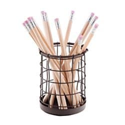 Wire Pencil Cup, 4 1/4"H x 3 1/4"W x 3 1/4"D, Rustic Bronze