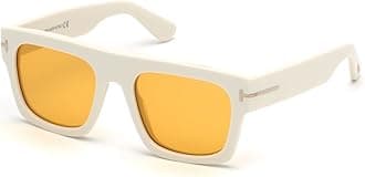 UV Protected Blue Blocked Filter Sunglasses for Men | Square Full-rim Beige Frame - FT0711 53 25E