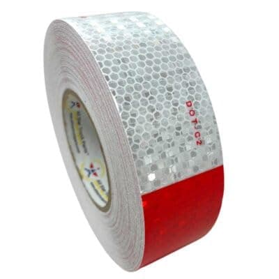 All Star Truck Parts New 2" x150' roll DOT-C2 Ultra Reflective Safety 6" Red/ 6" White Conspicuity Tape Truck Trailer Horse Diamond Pattern Long Lasting Waterproof Material, Super Strong Adhesive!