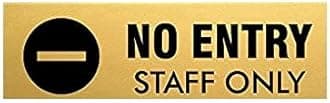 “No Entry – Staff Only” Laminated Acrylic Sign Board | Office, School, Hospital, Home & Store Display | Gold & Black | 25 x 9 cm