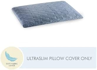 The White Willow Soft Premium Knitted Spun Fabric Pillow Case 24”L x 14”W x 1.5”H, Washable, Removable Zippered Pillow Cover Only, Fits Ultraslim Pillow- Grey