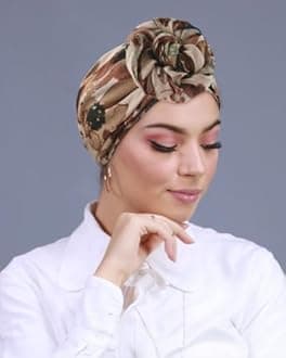 GERINLY Lightweight Scarves Fashion Flowers Print Women Cotton Wrap Scarf Head Shawl Spring Gift, A-brown, M