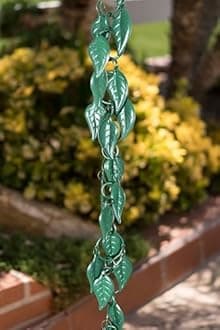 Monarch Rain Chains Aluminum Cascading Leaves Green Rain Chains for Gutters – 8.5 ft Green Decorative Rainchain Outdoor Durable Heavy Duty Gutter Chain Downspout, Modern Rainchains for Outside