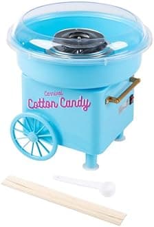 Countertop Cotton Candy Machine – Includes Scoop and 10 Serving Sticks – Works with Hard or Cotton Candy Sugar by Great Northern Popcorn (Blue)