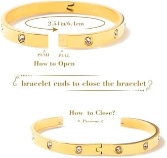 UIIZBRW Gold Bracelets for Women Stainless Steel Bracelet 18K Love Bangle for women Cubic Zirconia Cuff Gold Bangle Set Fashion Jewelry Gifts