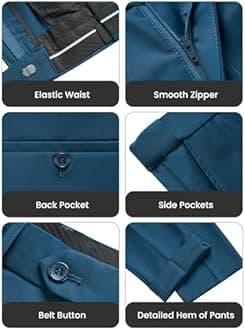 WULFUL Men's Slim Fit 3 Piece Suit, One Button Solid Blazer Business Party Jacket Vest Pants Set