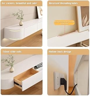 LIUSJMGH Modern Wall Mounted Floating TV Stand, Entertainment Unit, TV Console with Doors Drawers for Living Room, Bedroom (Black, 240CM)