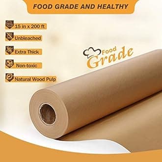 Unbleanched Parchment Paper for Baking, 15 in x 200 ft, 250 Sq.Ft, Baking Paper, Non-Stick Parchment Paper Roll for Baking, Cooking, Grilling, Air Fryer and Steaming