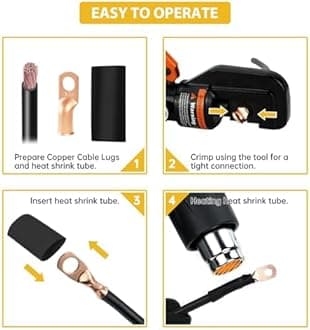 Sanuke 4 AWG - 3/8" Battery Terminal Connectors, Copper Wire Lugs Assortment Battery Cable Ends with 3:1 Heat Shrink Tubing